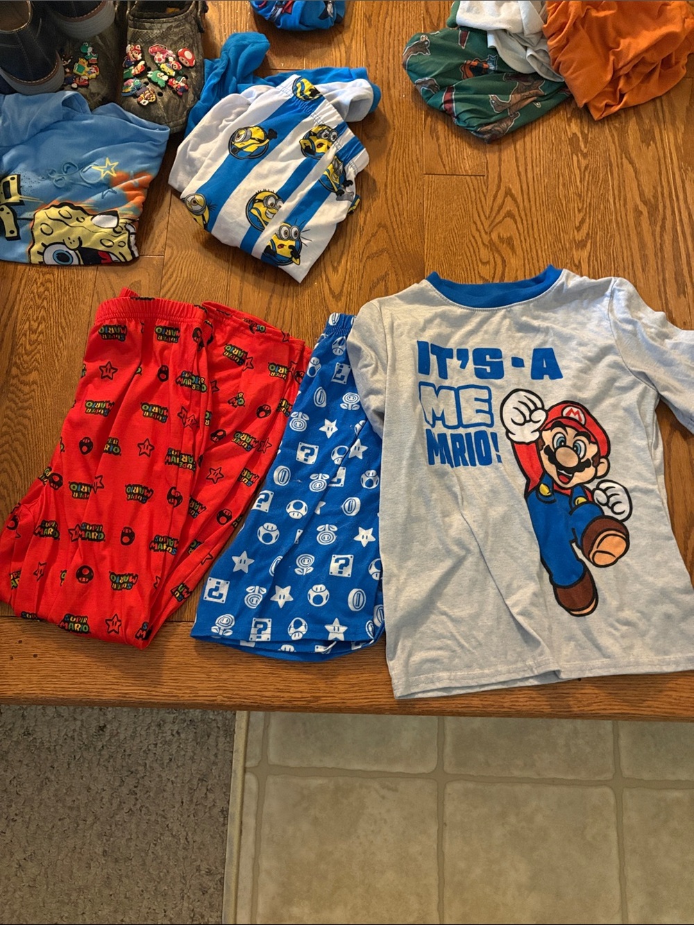 Nintendo Super Mario Pajama Set - Light Gray, Blue & Red